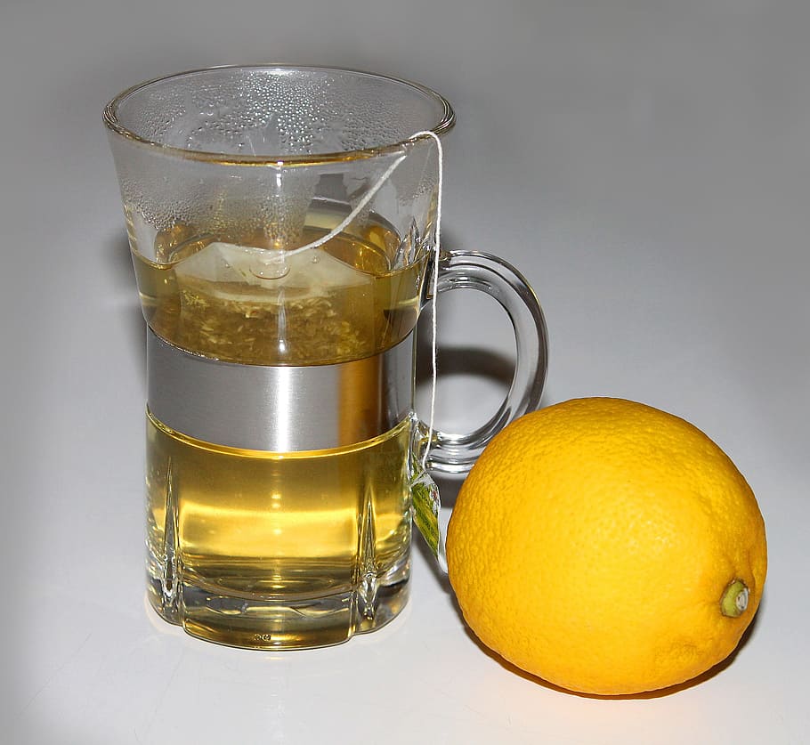 Tea, Hot, Drink, Teacup, Cup, tea bag, lemon, yellow, citrus Fruit, freshness