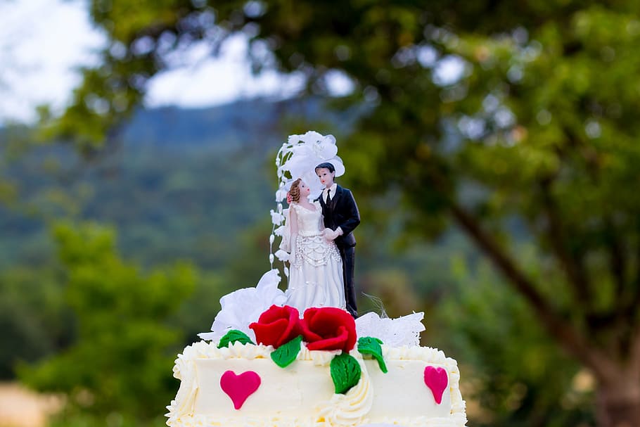 wedding, cake, marry, wedding cake, decoration, sweet, marzipan, love, human representation, celebration