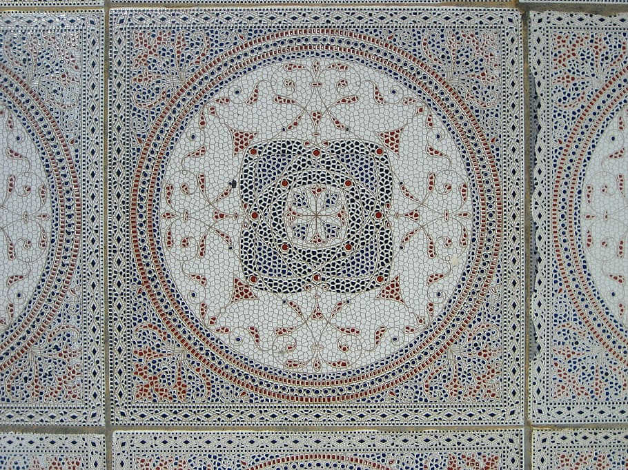 tiles, ceramic, kairouan, tunisia, decoration, ornate, pattern, design, full frame, backgrounds
