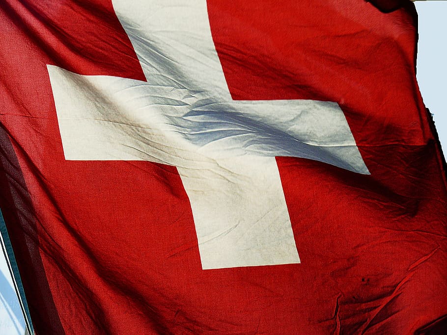 スイスの旗, スイス, バナー, フラグ, クロス, 赤, 白, フラッター, 打撃, 風