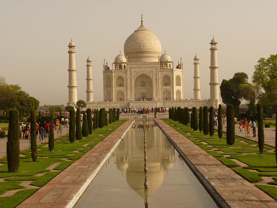 white taj mahal, Taj Mahal, mausoleum, agra, uttar pradesh, grave mosque, india, architecture, persian architecture, building
