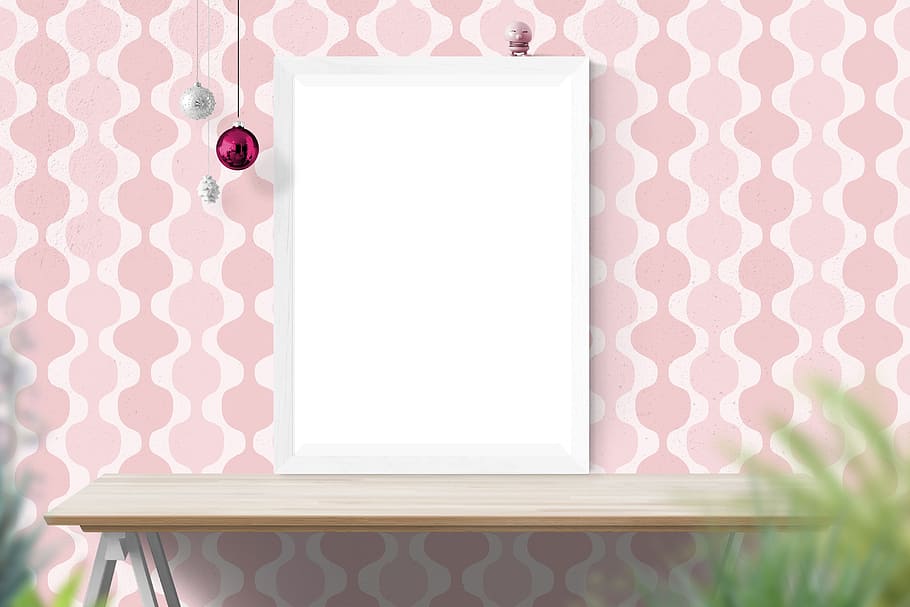 white, photo frame, wooden, end table, poster mockup, mockup, poster, frame, template, interior