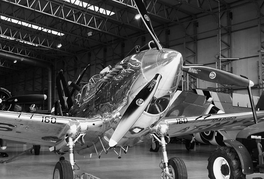 spitfire, prata, polido, segunda guerra mundial, cromo, história, avião, voar, aeronave, antigo