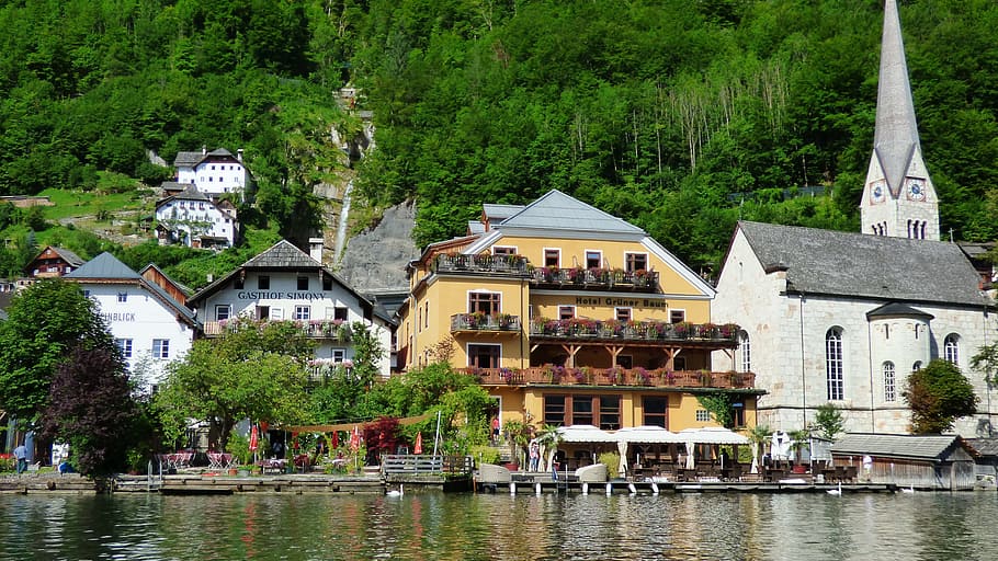 hallstatt, austria, village, alps, alpine, architecture, tree, built structure, building exterior, water