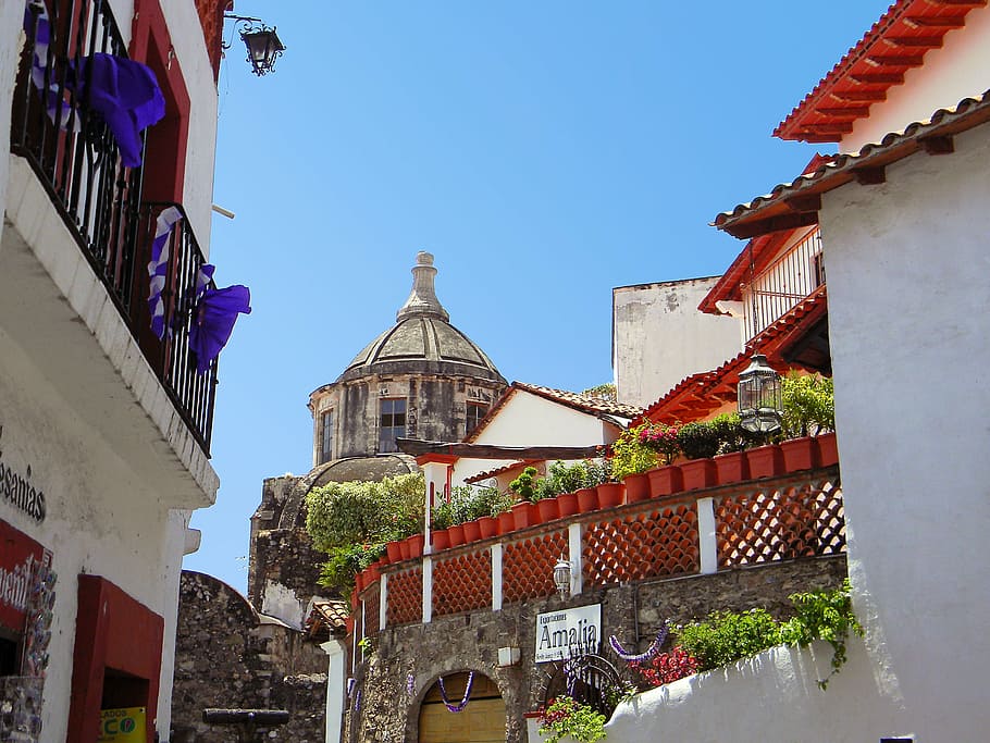view, town, travel, architecture, city, tourism, cityscape, panorama, mexico, taxco