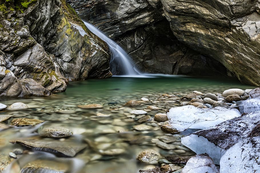 marrón, gris, cascadas, rocas, aguas, naturaleza, río, cascada, austria, el parque nacional hohe tauern