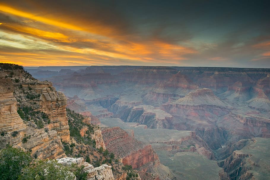 dusk clouds, canyon, grand, national, park, Dusk, Clouds, Grand Canyon National Park, Arizona, photos
