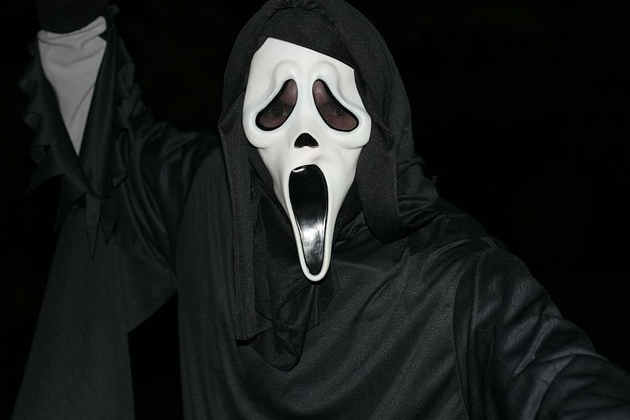 horror film, halloween, skeleton, fear, mask - disguise, horror, disguise, mask, spooky, black background