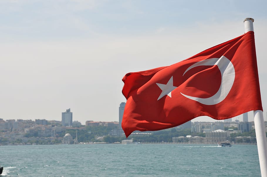 flag, marine, turkey, turkish Flag, istanbul, turkey - Middle East, architecture, red, city, sky