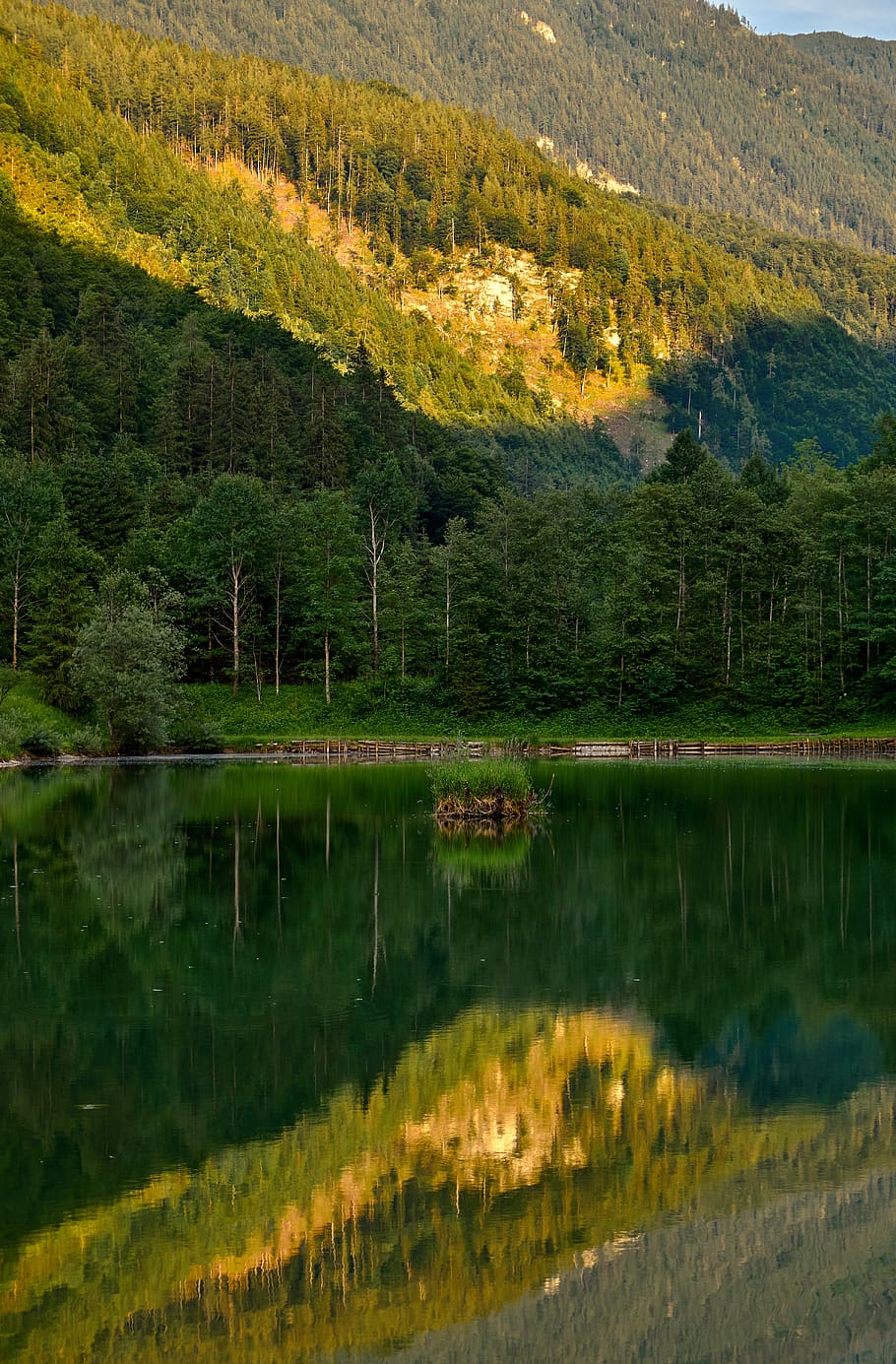 landscape, mountains, forest, hagersee, hagertal, tyrol, kössen, nature, water, lake