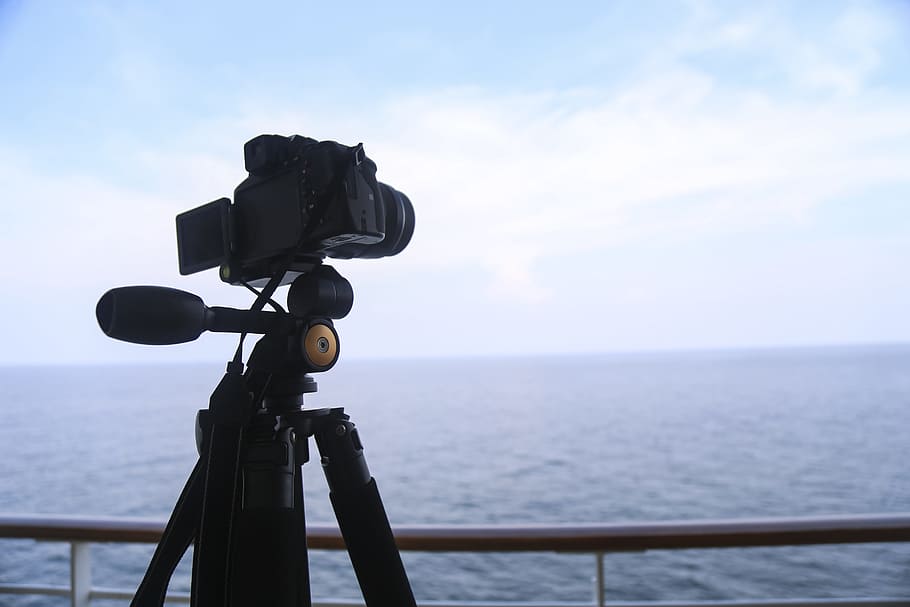 camera, tripod, sea front, ocean, sea, water, sky, technology, photography themes, surveillance