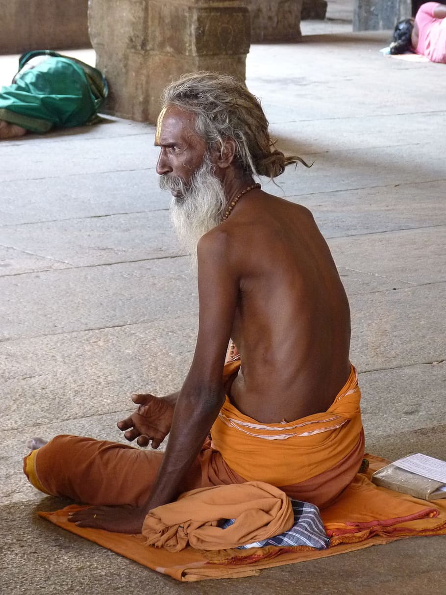Sadhu, Homem Santo, Hinduísmo, Índia, sentado, uma pessoa, apenas um homem, adulto, adulto maduro, homens