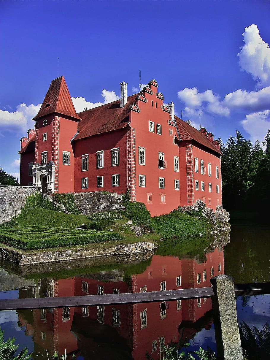 červená lhota, a fechadura, mansão, república checa, arquitetura, casa, história, estrutura construída, exterior do edifício, água