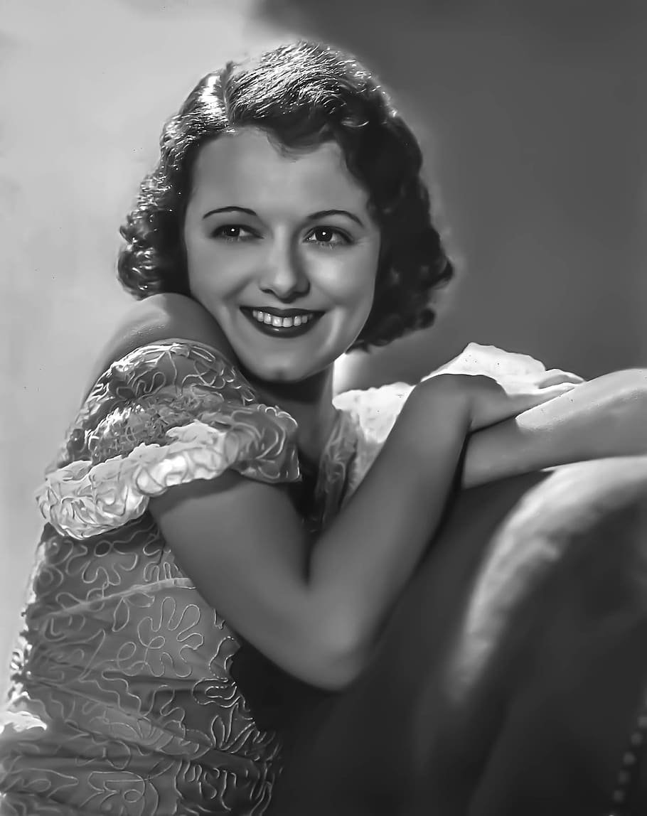 janet gaynor, female, portrait, hollywood, actress, looking at camera, smiling, women, young adult, happiness