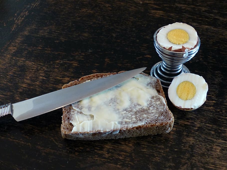 bread and butter, egg, knife, bread, eat, cheap, food and drink, food, freshness, table