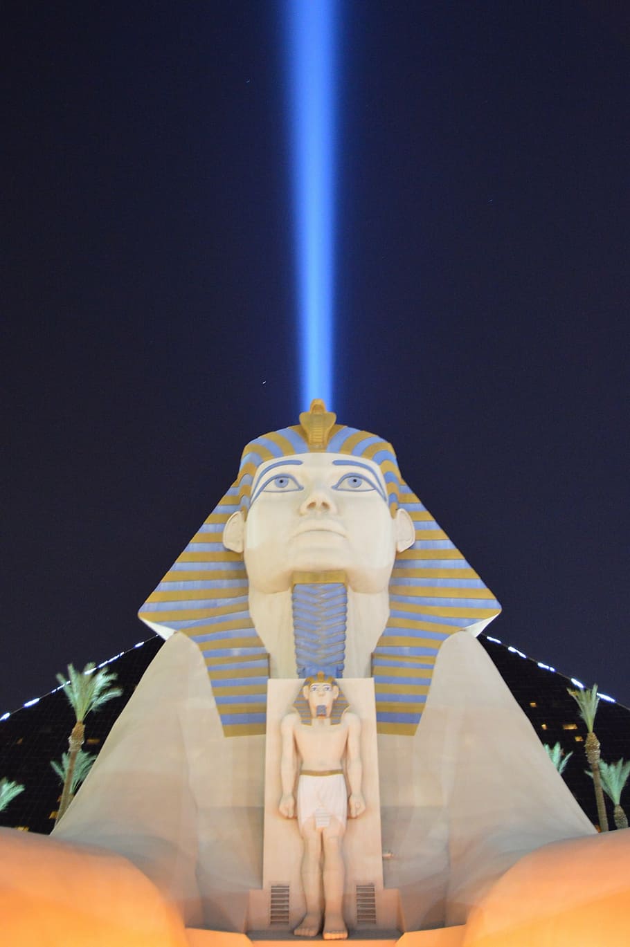 pharoah statue, blue, sky, las vegas, pyramid, vegas, las, nevada, casino, luxor