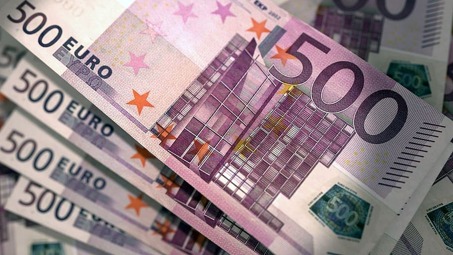 cuatro, billetes de 500 euros, billetes de euro, dinero, moneda, 500, efectivo, euro, finanzas, nota