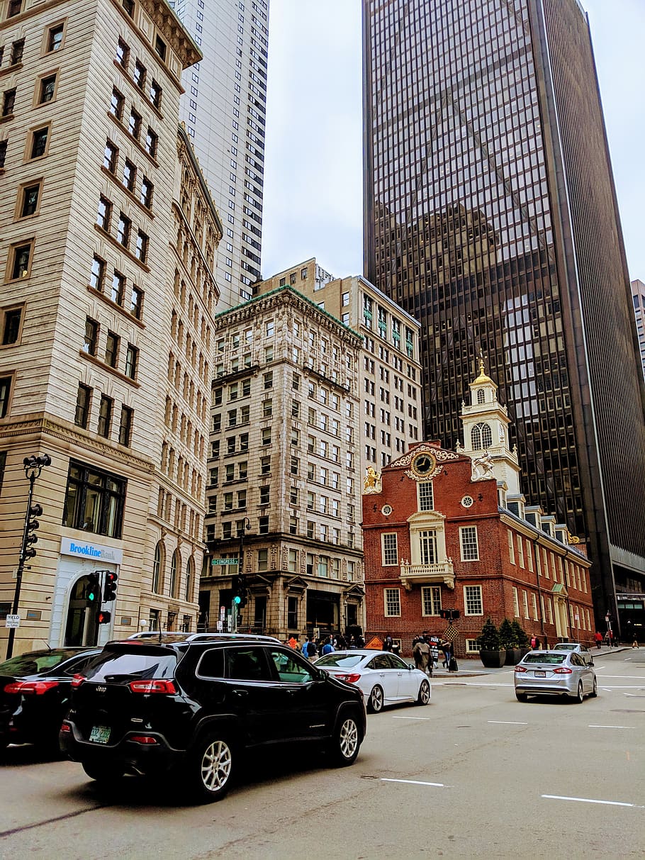 Boston, centro de la ciudad, edificios altos, negocios, oficina, ciudad, rascacielos, arquitectura, urbano, Exterior del edificio