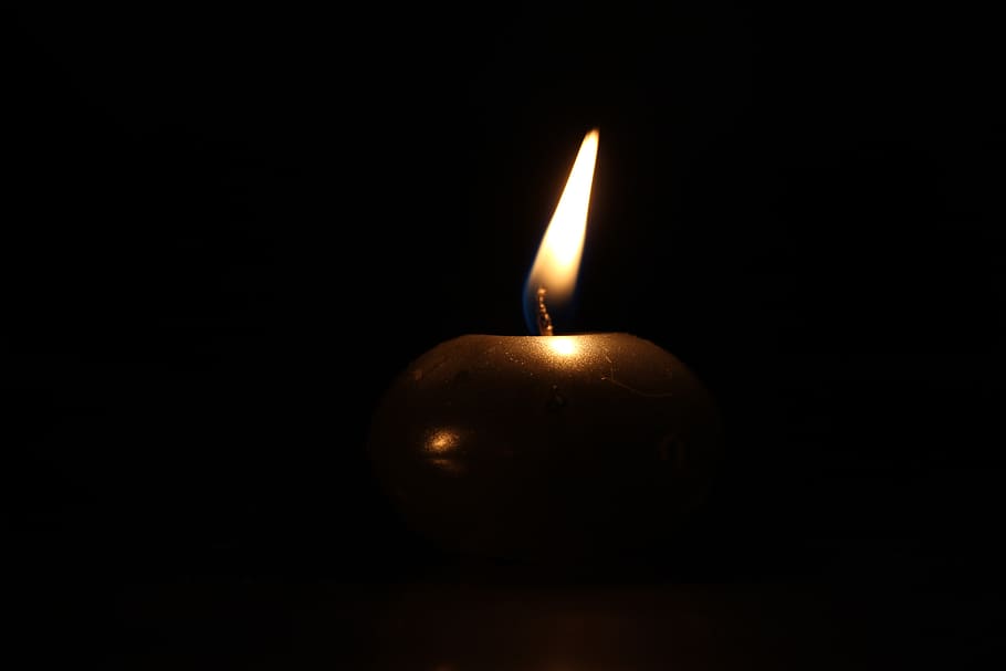 candle, fire, darkness, romantic, soul candle, wax, wick, flame, burning, black background