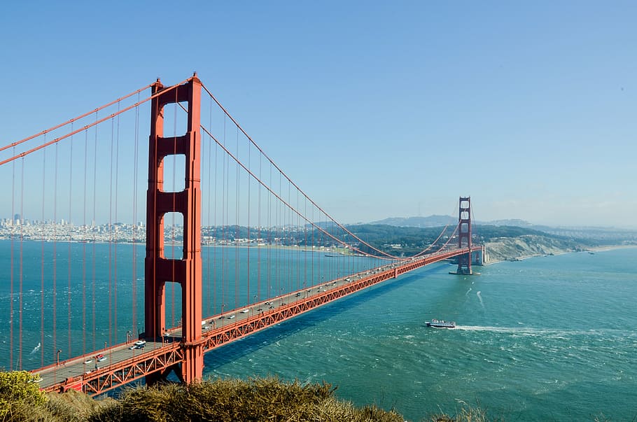 dorado, puente gate, san francisco, california, durante el día, puente golden gate, estados unidos, américa, puente, ver