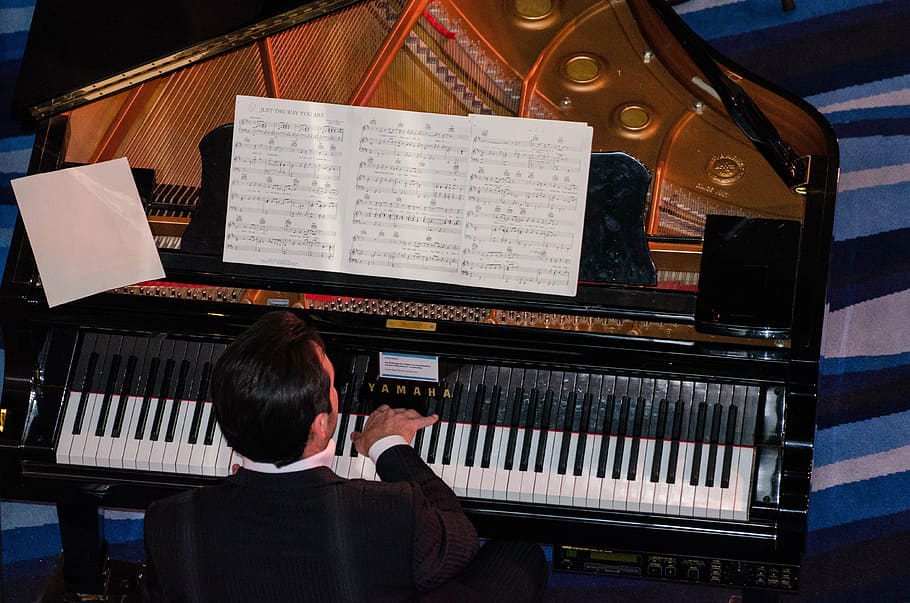 homem, tocando, vertical, piano, música, instrumento, teclado de piano, chaves, instrumento de teclado, teclas de piano