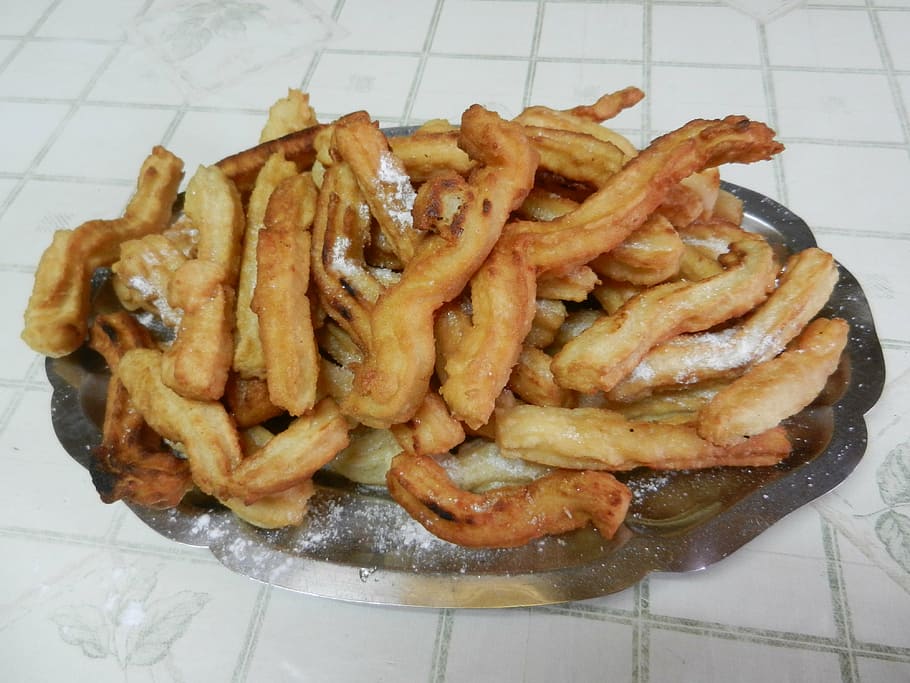 churros, tray, breakfast, french fries, prepared potato, potato, ready-to-eat, fast food, unhealthy eating, food and drink
