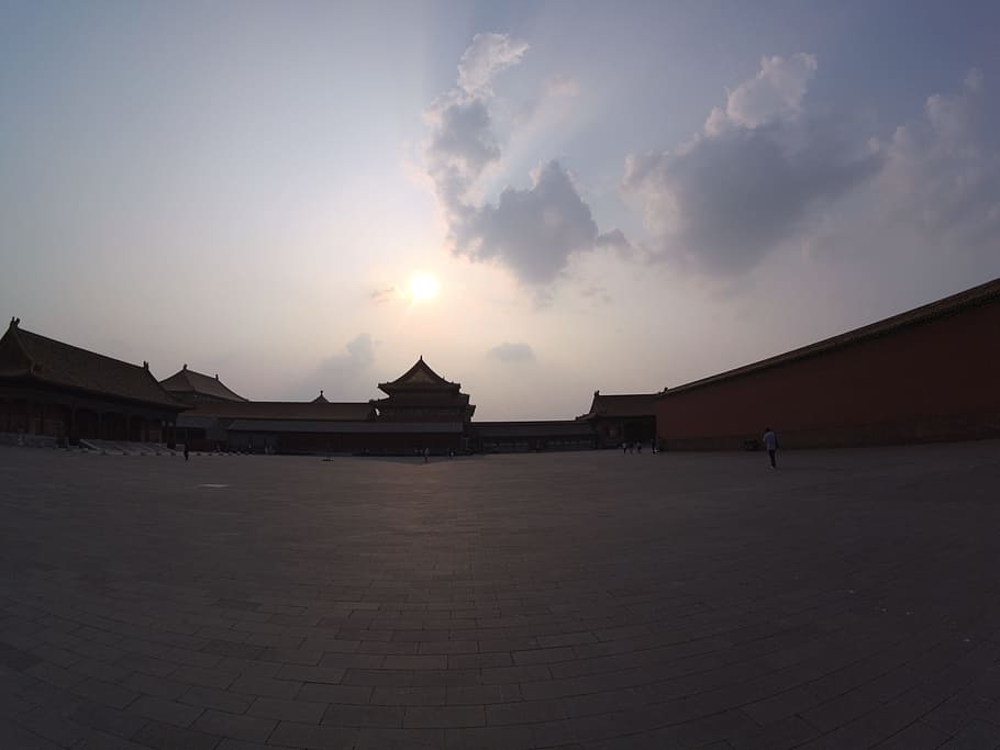 국립 고궁 박물관, 어스름, 중국, 건물, 붉은 벽, 광장, 국경일, 중추절 국경일, 벽, 위대한 궁전