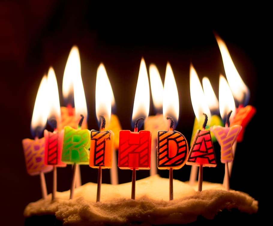 encendido, feliz, velas de cumpleaños, Cumpleaños, Velas, Celebración, Pastel, fiesta, postre, pastel de cumpleaños