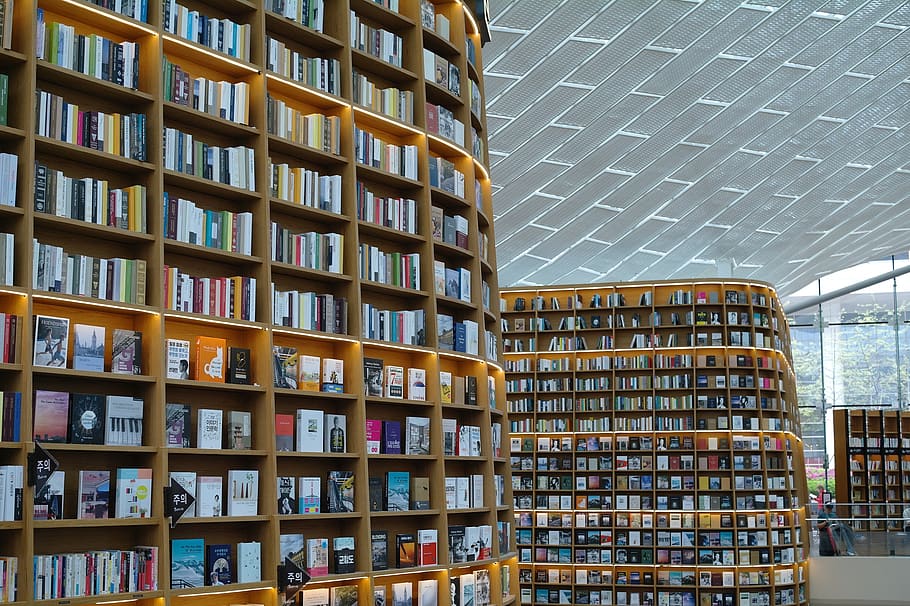 structure, building, library, city, book, many, large, high, bookcase, republic of korea