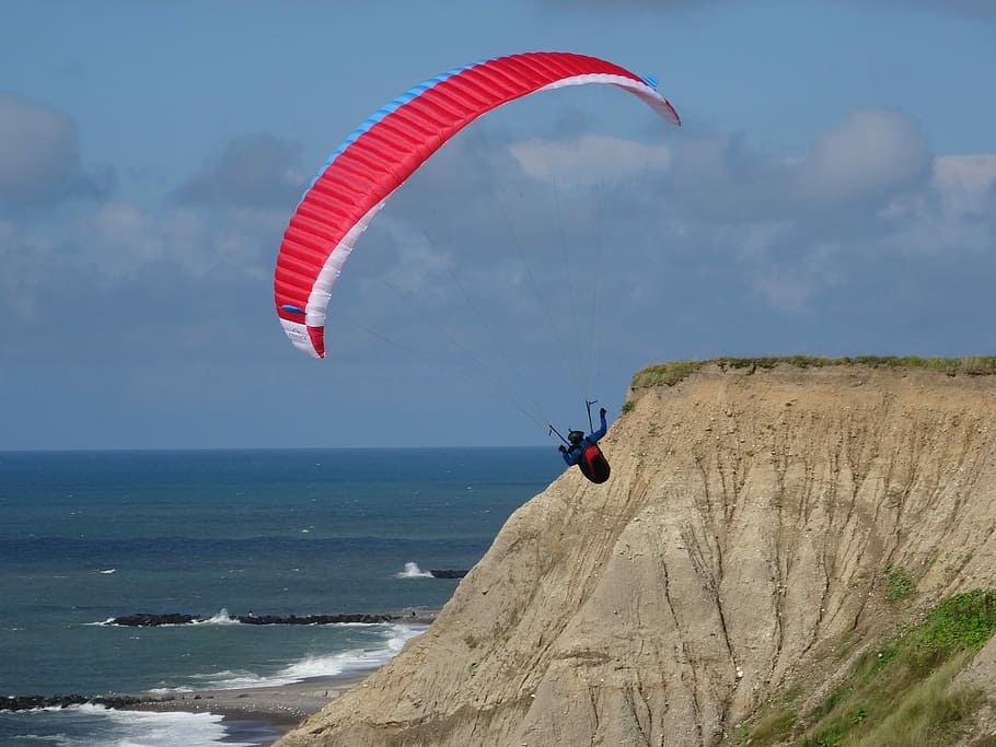 Paragliding, Wind, Sea, Sea, Beach, North Sea, wind, sea, beach, airy, adrenaline, paraglider