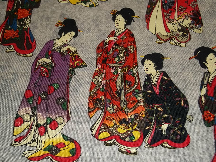 lukisan geisha, Cina, geisha, kimono, Jepang, Asia, budaya, tradisional, perempuan, gadis