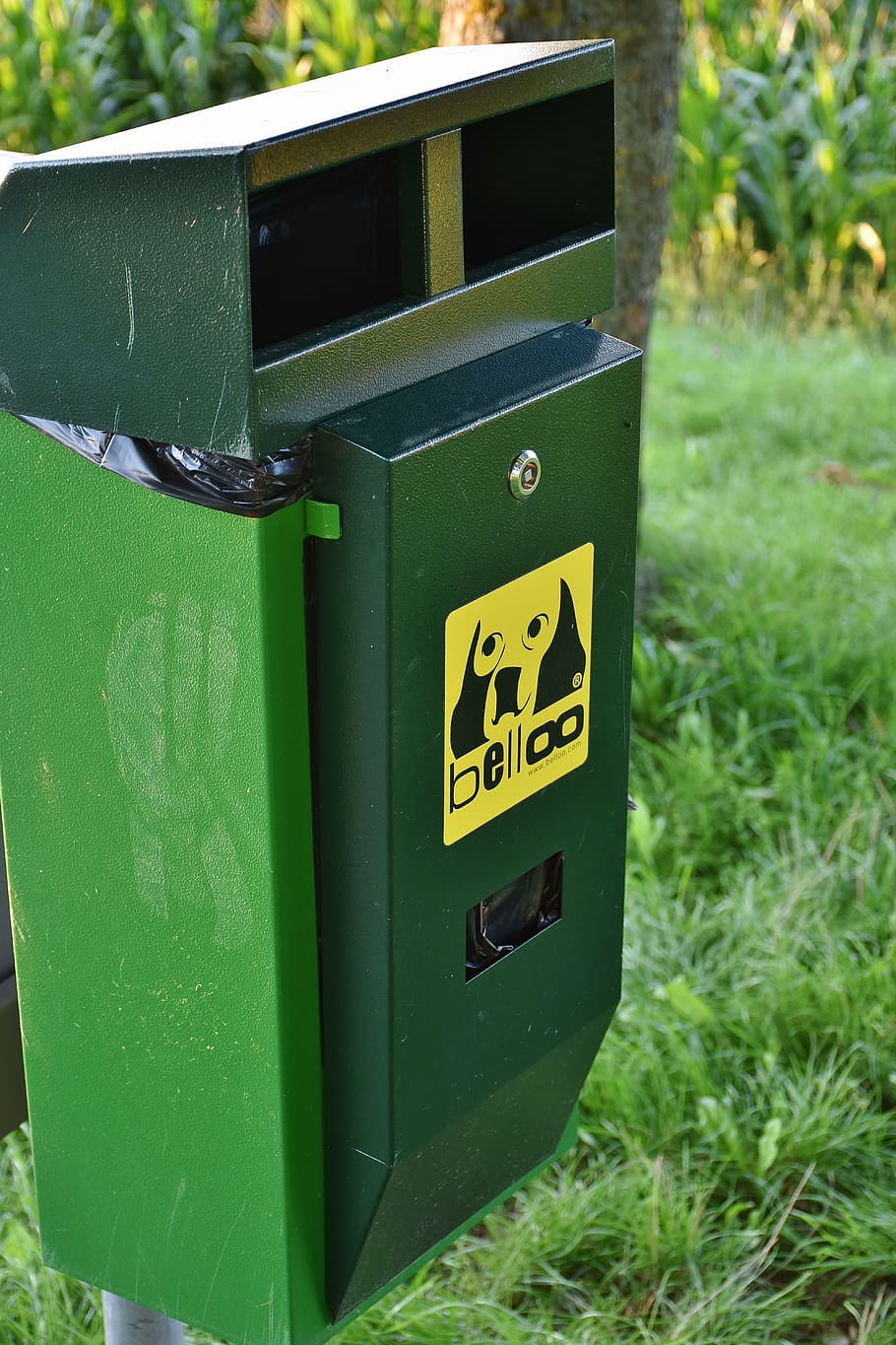 green, belloo trash bin, dog feces, dog, kot, waste, garbage, disposal, environment, garbage can