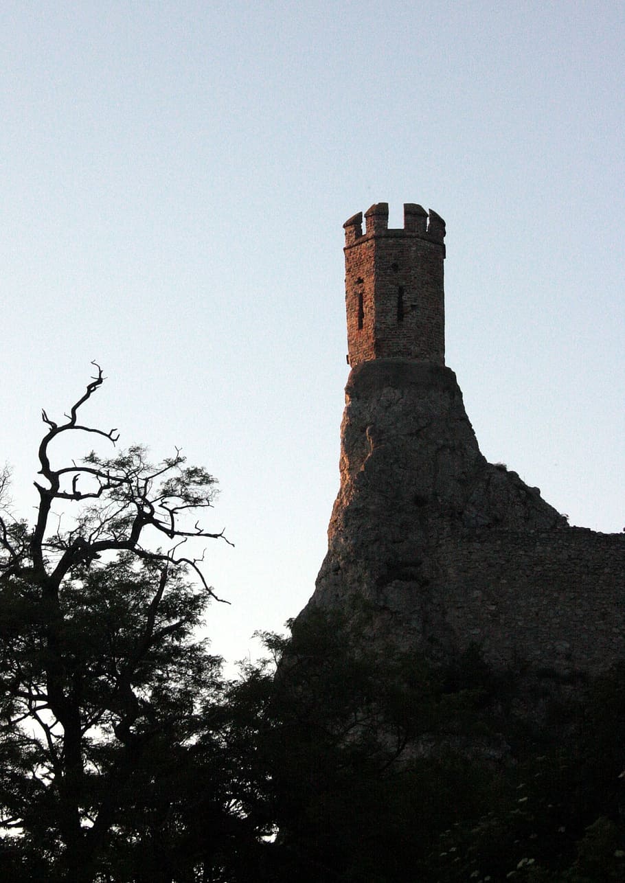 Castelo, Devin, Bratislava, Eslováquia, torre de vigia, rocha, torre de observação, vista de ângulo baixo, arquitetura, céu