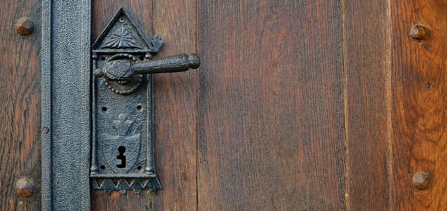 tablero de madera marrón, antiguo, iglesia, puerta, arquitectura, madera - Material, entrada, mango, cerradura, puerta Aldaba
