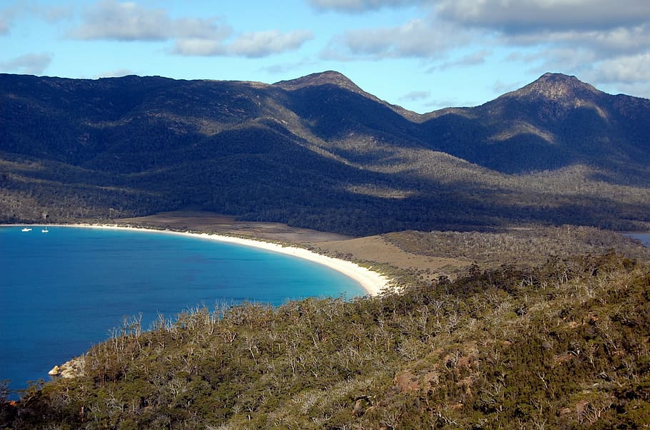 wineglass bay, tasmania, australia, beach, empty, mountains, scenics - nature, mountain, beauty in nature, water