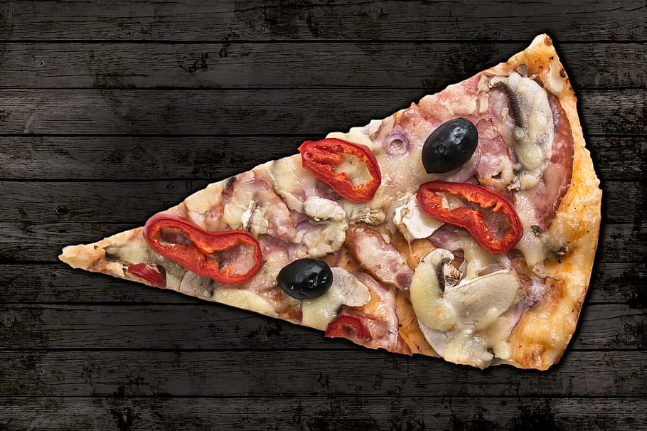 rebanada de pizza, rebanada, pizza, comida / bebida, comida, pizzas, queso, tomate, madera - Material, mozzarella