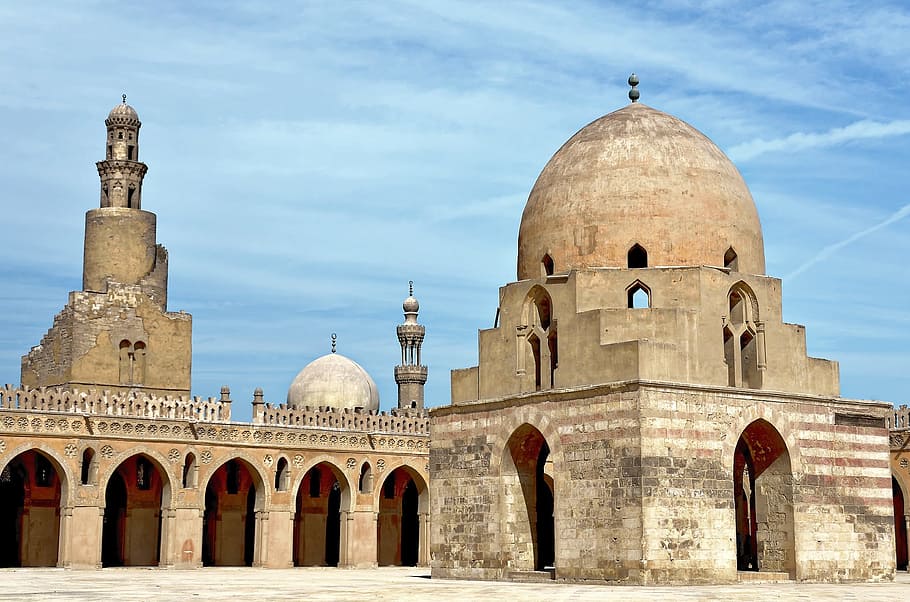 egypt, cairo, ibn-tulun-mosque, architecture, religion, travel, dome, minaret, mosque, built structure
