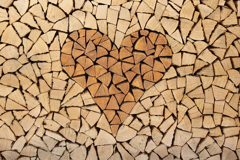 logs de lenha marrom, plano de fundo, madeira, coração, amor, planos de fundo, estrutura de madeira, romântico, rústico, marrom