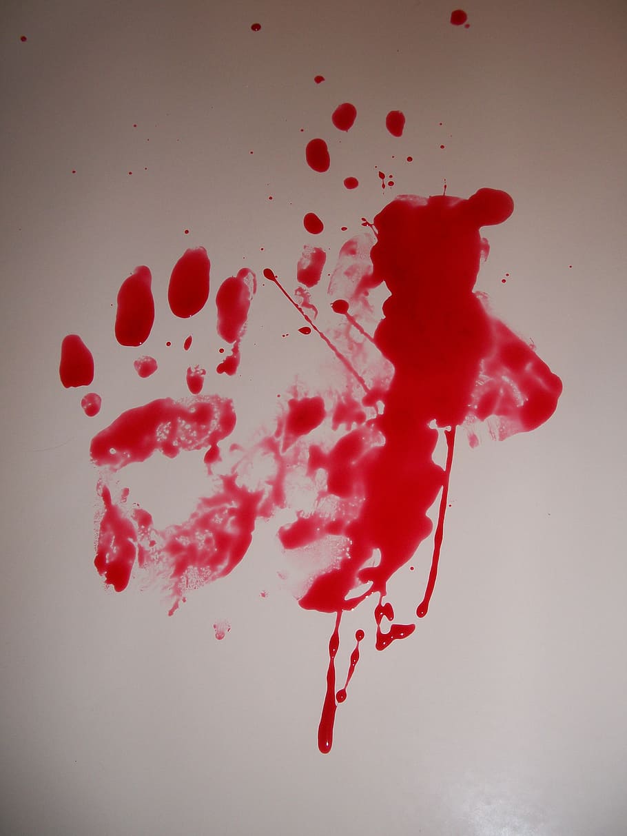painting of hand, blood, crime, horror, death, stain, murder, splash, scary, criminal