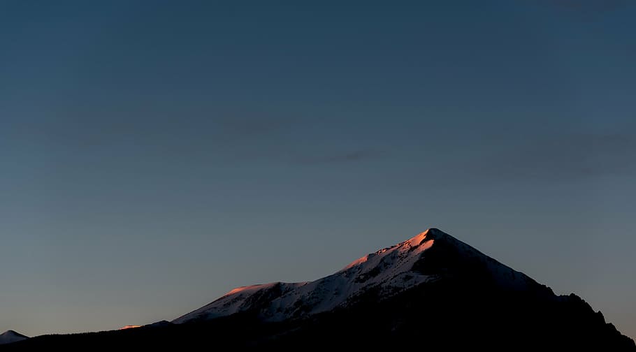 silhouette, mountain, d, aytime, snow, winter, white, cold, weather, ice