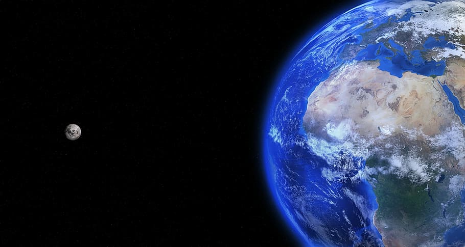 terra, globo, lua, mundo, planeta, globo da terra, azul, europa, áfrica, 3d