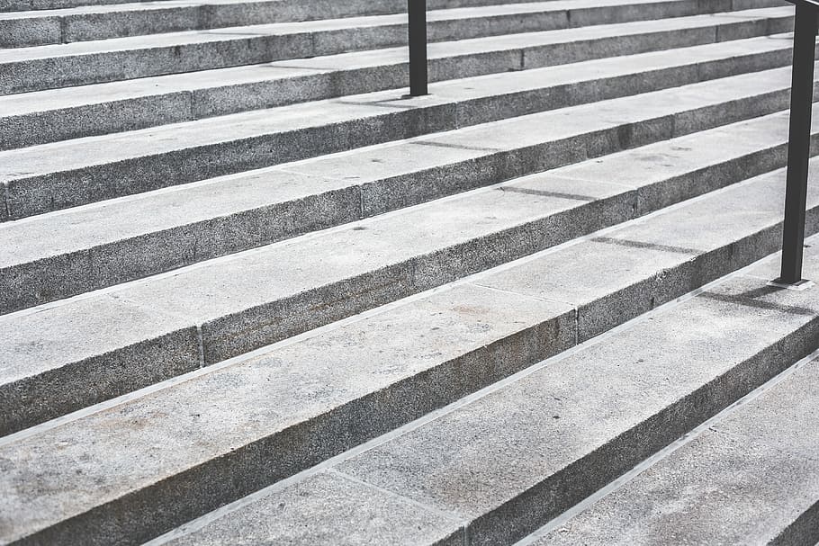 gray concrete stairs, Gray, Concrete, Stairs, abstract, architecture, city, minimalism, minimalistic, street