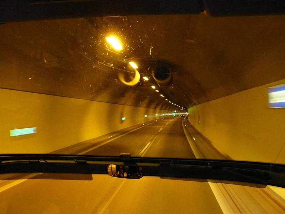 Bus, Ride, Exit, Travel, Road, Drive, bus ride, the front cover is, tunnel, dark