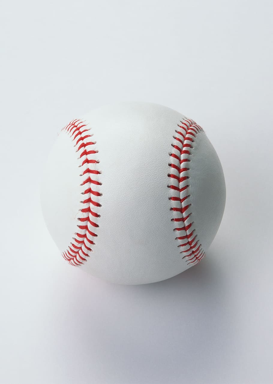 Baseball, Putih, Bola, Peralatan, benang merah, latar belakang putih, foto studio, tidak ada orang, close-up, baseball - olahraga