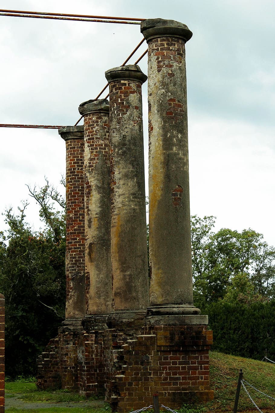 Columns, Ruins, Doric, Portico, damanged, ancient, landmark, stone, history, culture