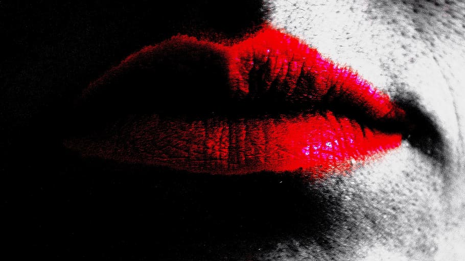 red lips illustration, red lips, illustration, lips, kiss, lighting, effect, red, background, fining