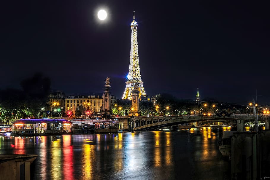 long exposure, night, in the evening, city, sky, cityscape, architecture, tower, paris, nightscape