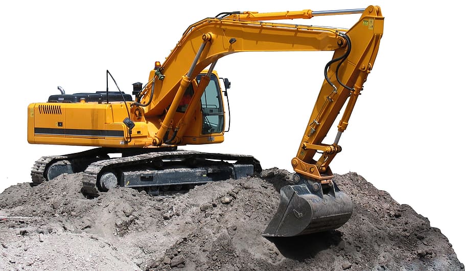 yellow, excavator, hump, daytime, heavy machine, excavation, earth mover, construction industry, construction site, construction machinery