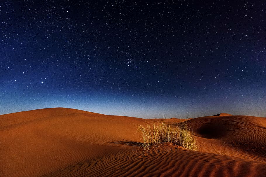 tierra del desierto, azul, cielo, desierto, paisaje, tierras altas, montaña, estrellas, viajes, naturaleza