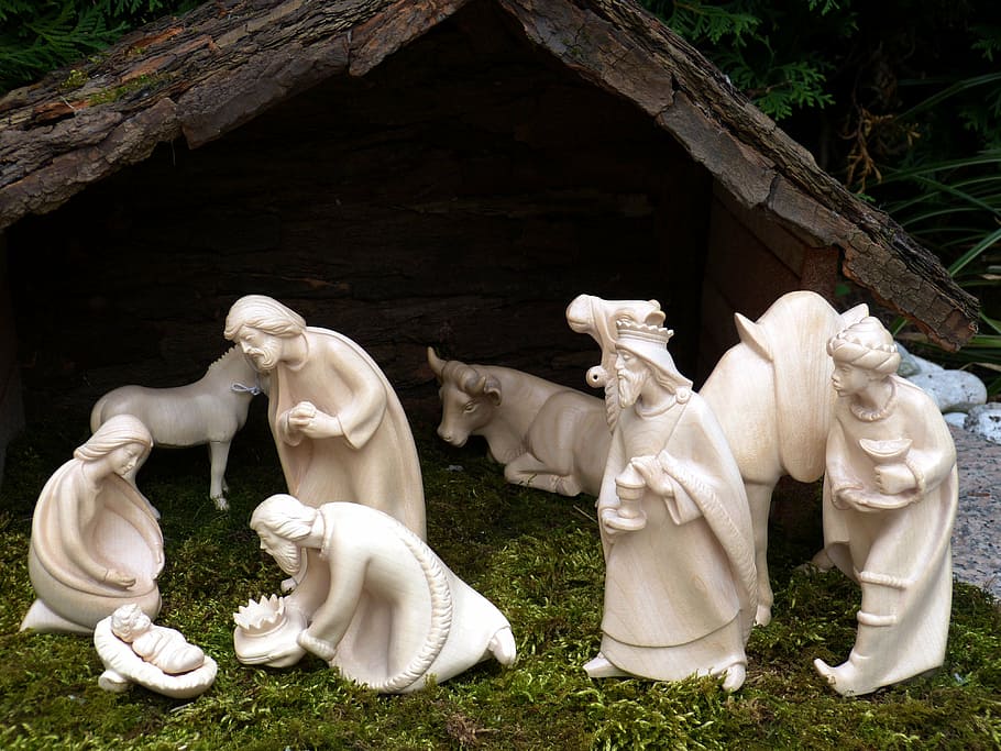 the nativity figurine, christmas, advent, nativity scene, crib, maria, josef, jesus, christmas story, father christmas